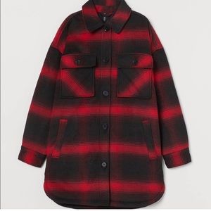 H&M black and red plaid shacket